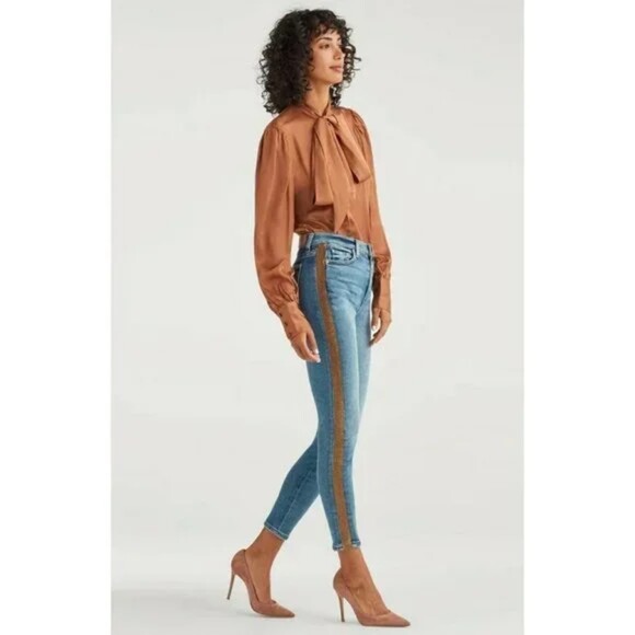 EC 7 For All Mankind Luxe Vintage The High Waist Ankle Skinny Jeans size 25 - Picture 1 of 12